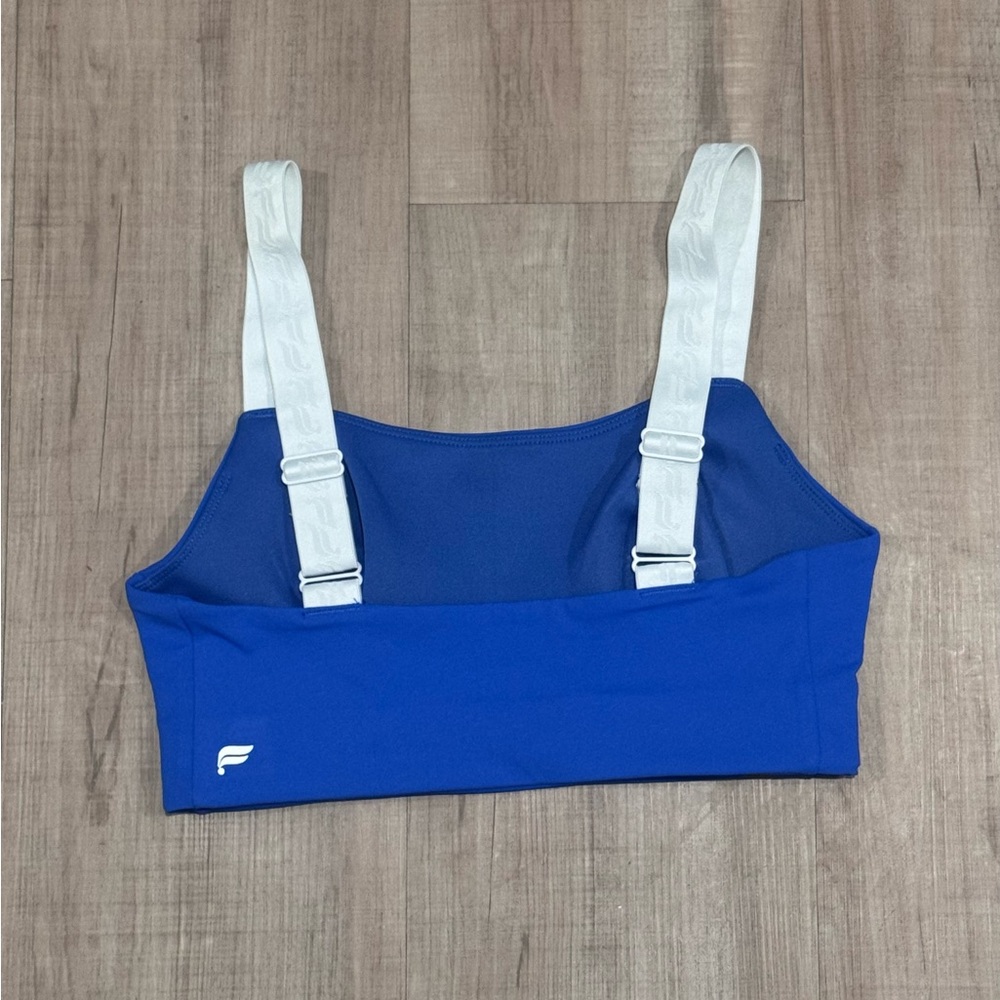 Fabletics Vibrant Blue Sports Bra with Wide White Straps